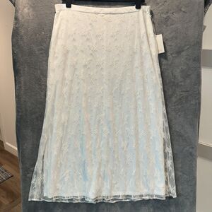 NWT NEW Parker White Jet Stream Floral Lace Maxi Column Skirt Size Large
